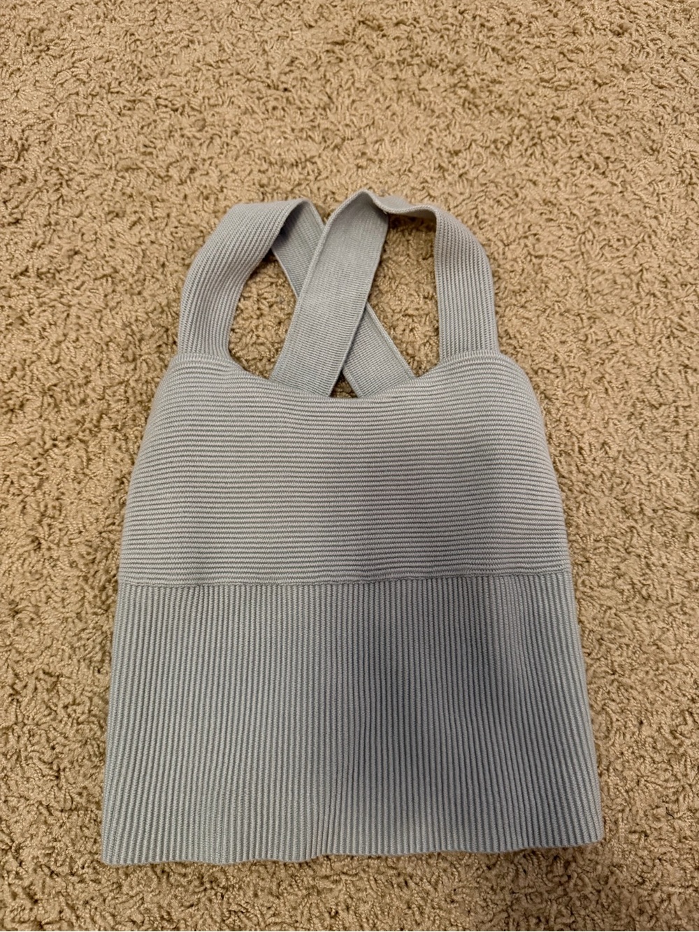 Abercrombie & Fitch Light Gray Ribbed Cross-Back Tank